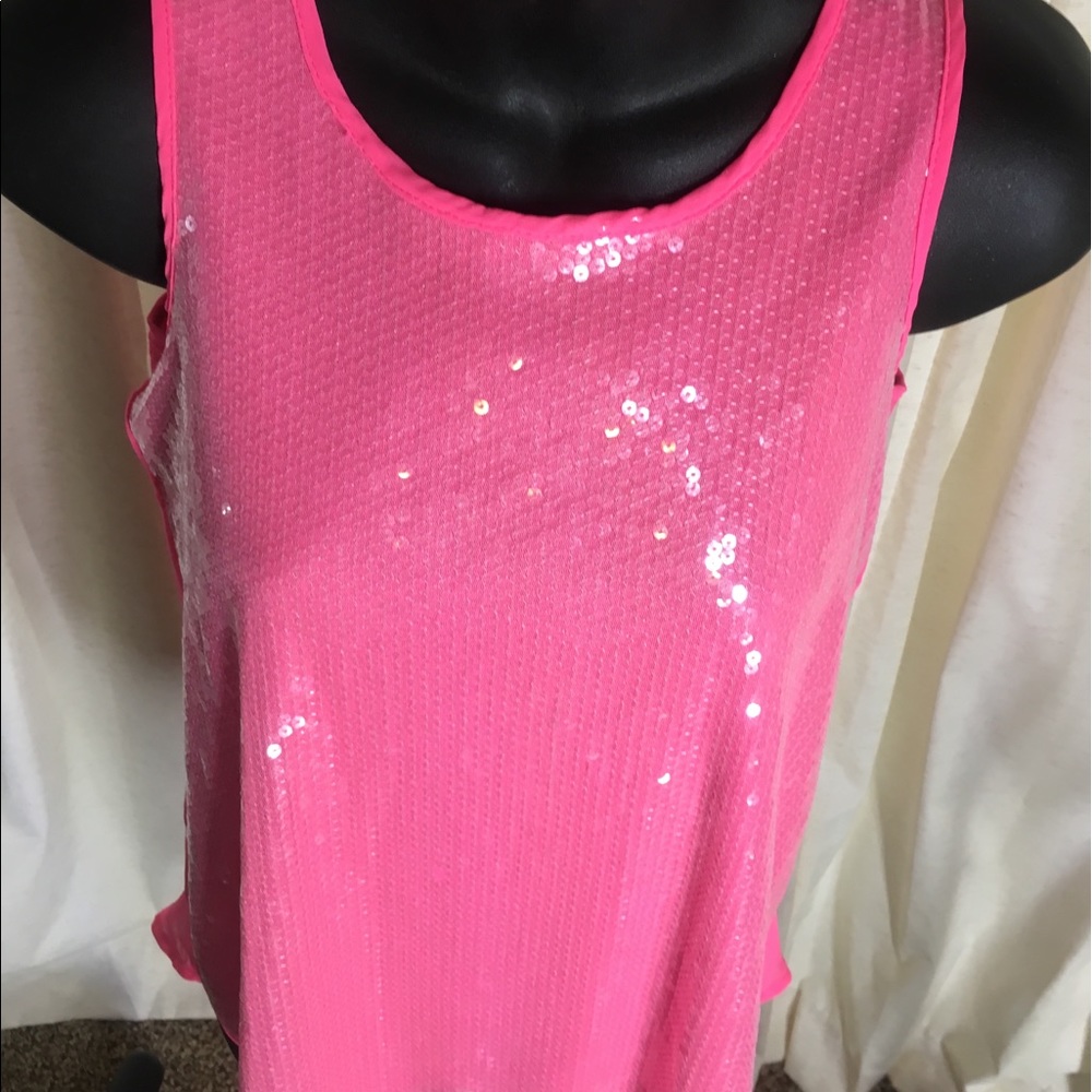 My Michelle Sequined Overlay Pink Sleeveless Top..